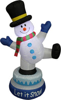 Inflatable snowman in a top hat on a blue Let It Snow base