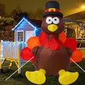 Inflatable round turkey in a pilgrim hat with yellow feet